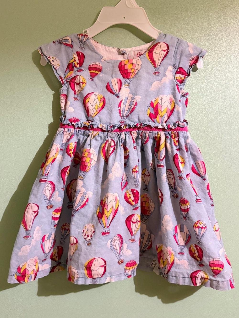 Cath Kidston Light Blue Hot Air Balloon Print Kids Dress 6 12 months